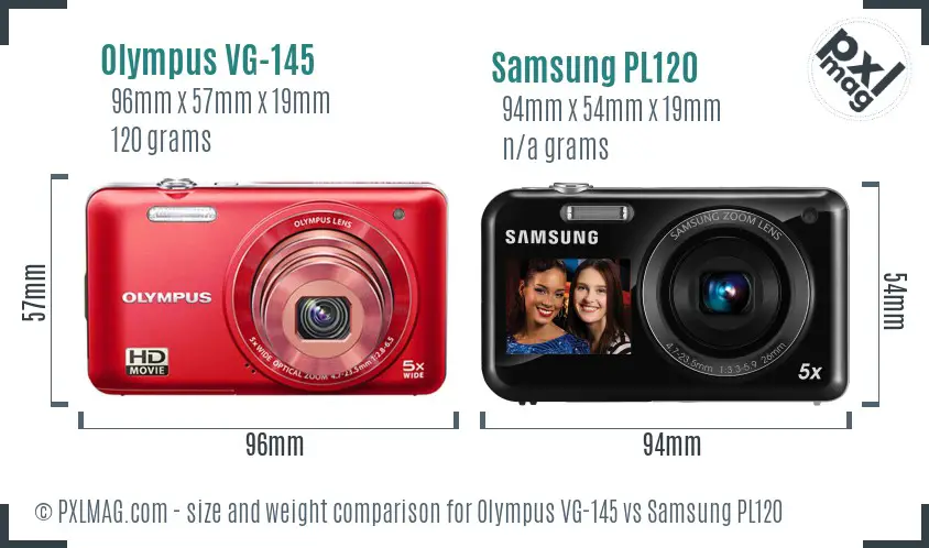 Olympus VG-145 vs Samsung PL120 size comparison Olympus VG-145 vs Samsung PL120 size comparison