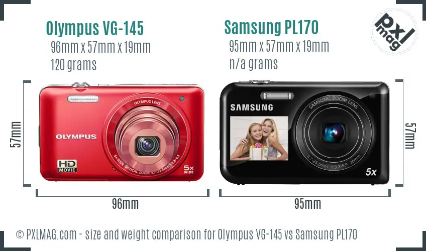 Olympus VG-145 vs Samsung PL170 size comparison Olympus VG-145 vs Samsung PL170 size comparison