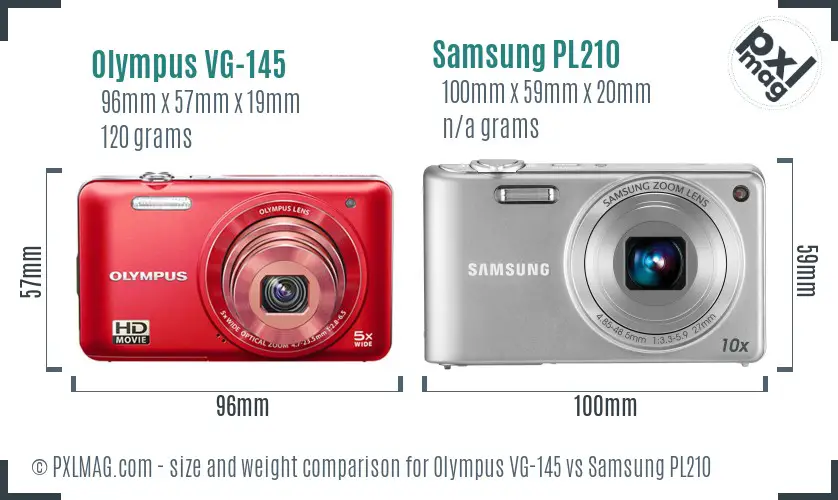 Olympus VG-145 vs Samsung PL210 size comparison Olympus VG-145 vs Samsung PL210 size comparison