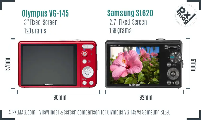 Olympus VG-145 vs Samsung SL620 Screen and Viewfinder comparison