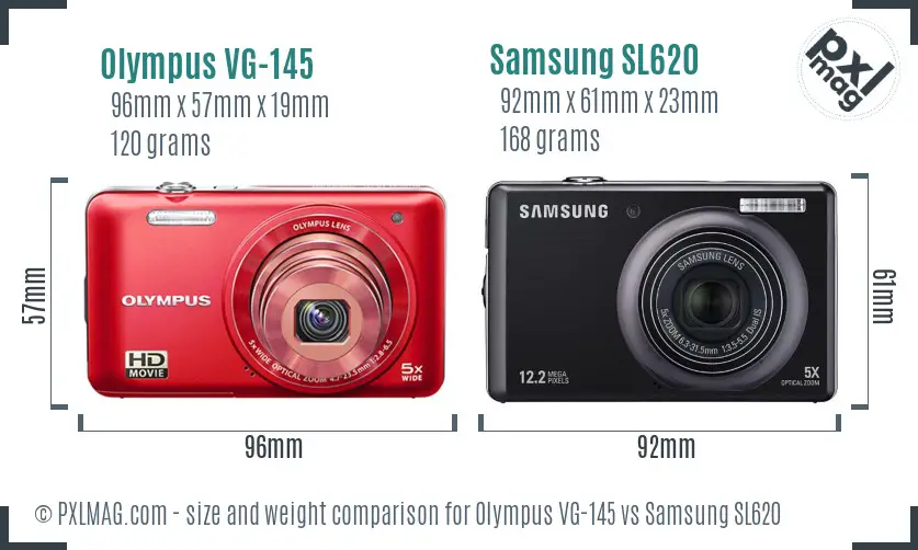 Olympus VG-145 vs Samsung SL620 size comparison