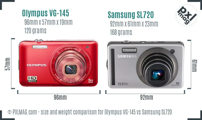 Olympus VG-145 vs Samsung SL720 size comparison