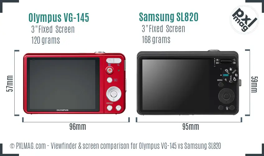 Back LCD screens and interface comparison of Olympus VG-145 and Samsung SL820