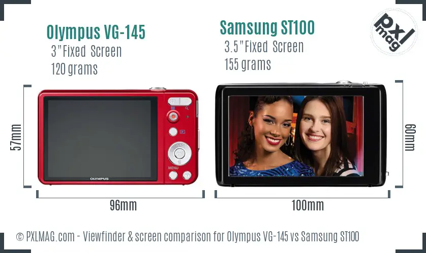 Olympus VG-145 vs Samsung ST100 Screen and Viewfinder comparison