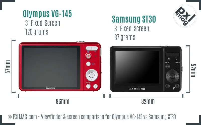 Olympus VG-145 vs Samsung ST30 Screen and Viewfinder comparison