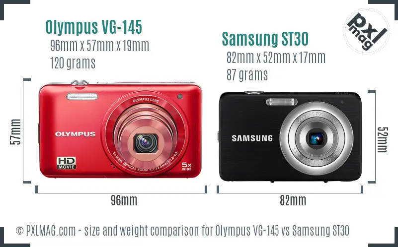 Olympus VG-145 vs Samsung ST30 size comparison