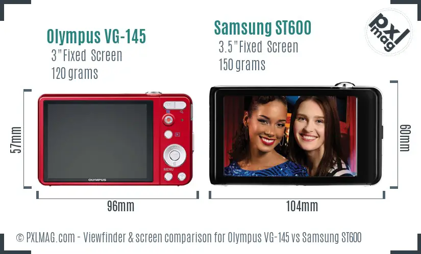 Olympus VG-145 vs Samsung ST600 Screen and Viewfinder comparison