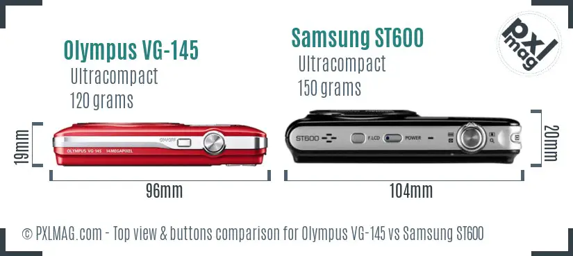 Olympus VG-145 vs Samsung ST600 top view buttons comparison