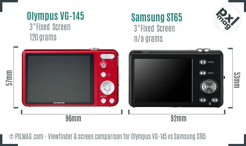 Olympus VG-145 vs Samsung ST65 Screen and Viewfinder comparison
