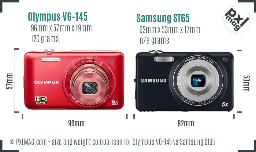 Olympus VG-145 vs Samsung ST65 size comparison