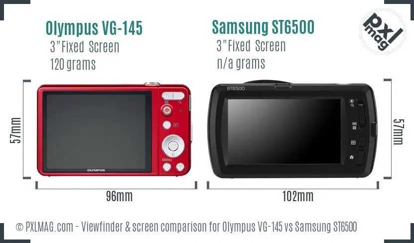 Olympus VG-145 vs Samsung ST6500 Screen and Viewfinder comparison Olympus VG-145 vs Samsung ST6500 Screen and Viewfinder comparison