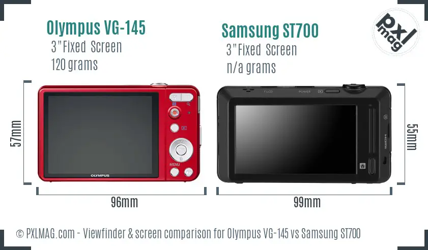 Olympus VG-145 vs Samsung ST700 Screen and Viewfinder comparison