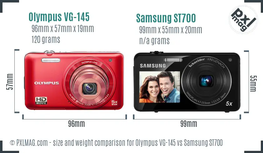 Olympus VG-145 vs Samsung ST700 size comparison