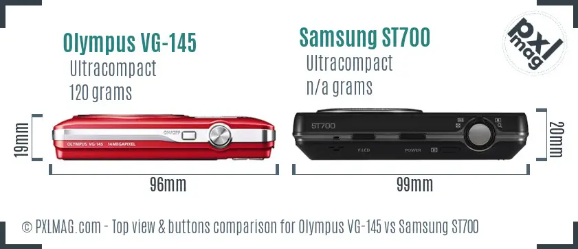 Olympus VG-145 vs Samsung ST700 top view buttons comparison