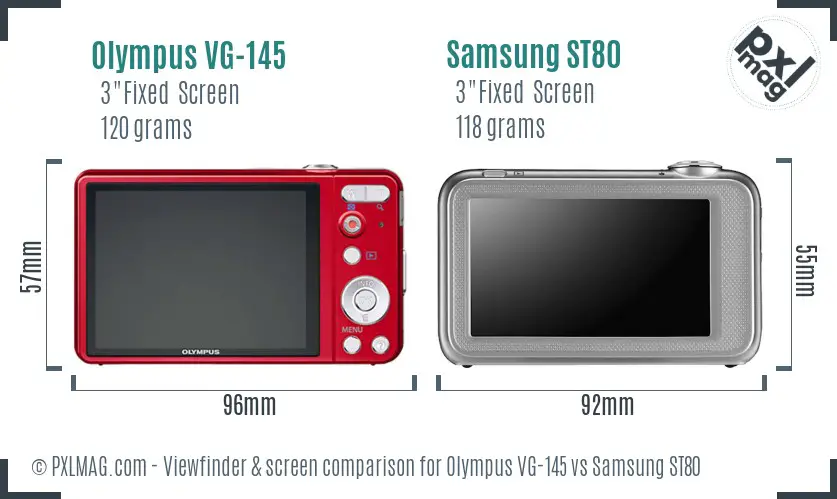 Olympus VG-145 vs Samsung ST80 Screen and Viewfinder comparison