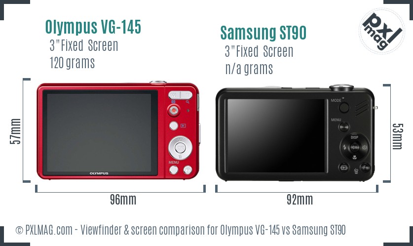 Olympus VG-145 vs Samsung ST90 Screen and Viewfinder comparison
