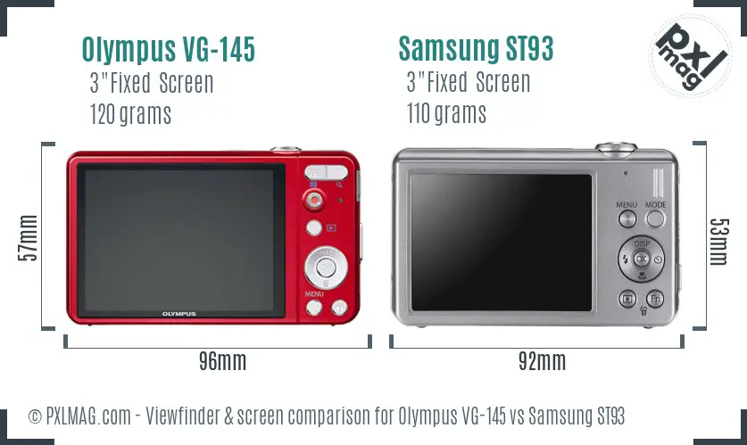 Olympus VG-145 vs Samsung ST93 Screen and Viewfinder comparison