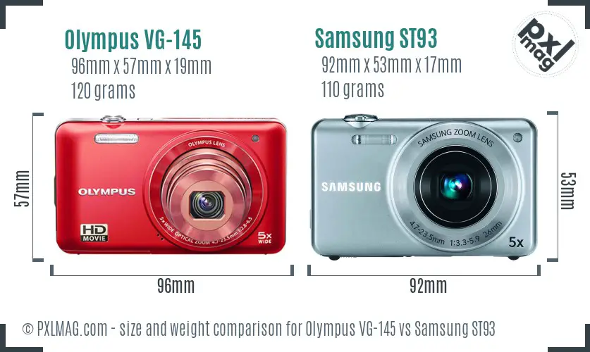 Olympus VG-145 vs Samsung ST93 size comparison