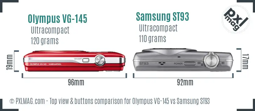 Olympus VG-145 vs Samsung ST93 top view buttons comparison
