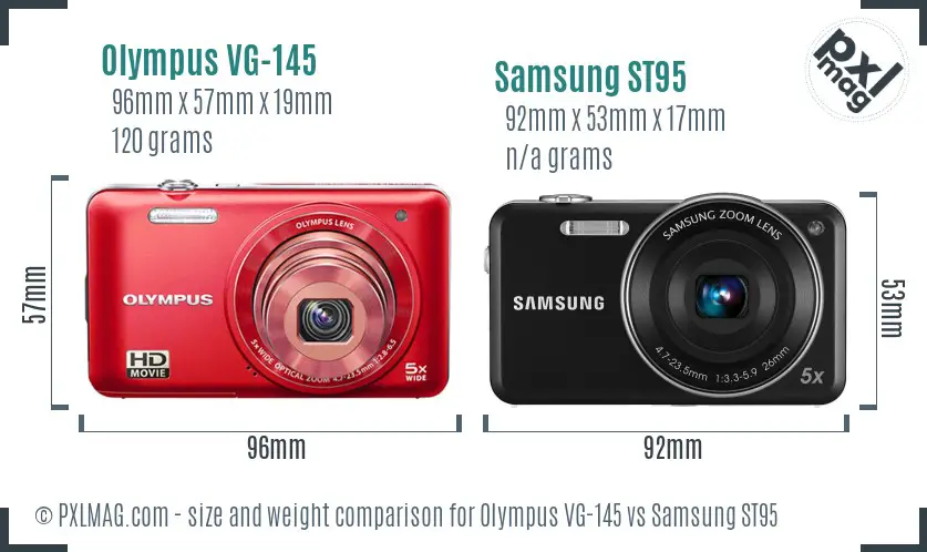 Olympus VG-145 vs Samsung ST95 size comparison