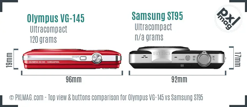Olympus VG-145 vs Samsung ST95 top view buttons comparison