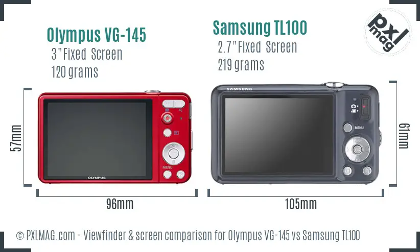 Olympus VG-145 vs Samsung TL100 Screen and Viewfinder comparison