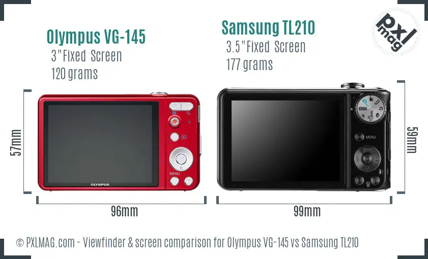 Olympus VG-145 vs Samsung TL210 Screen and Viewfinder comparison