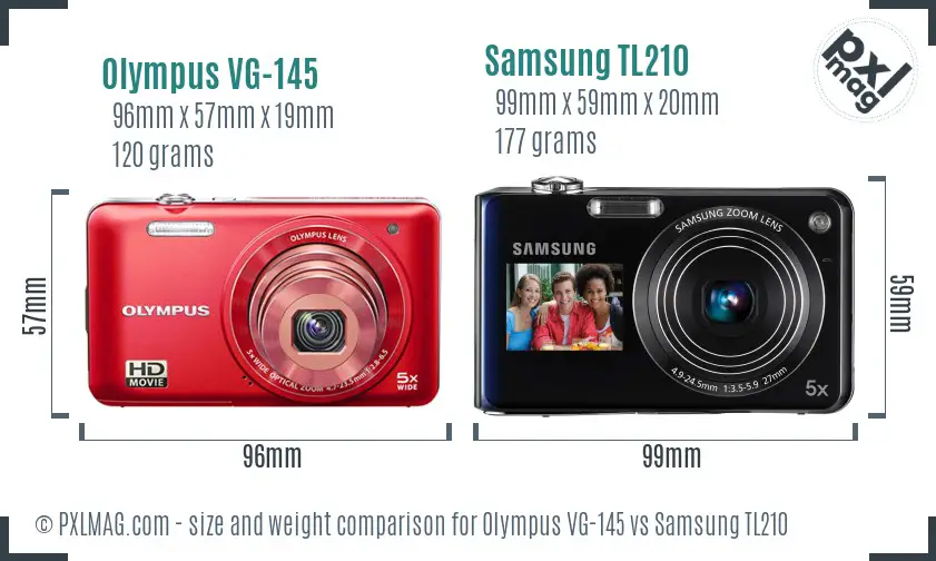 Olympus VG-145 vs Samsung TL210 size comparison