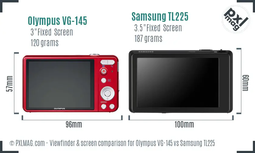 Olympus VG-145 vs Samsung TL225 Screen and Viewfinder comparison