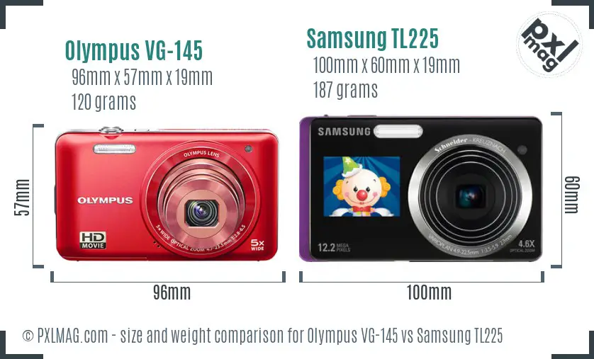 Olympus VG-145 vs Samsung TL225 size comparison