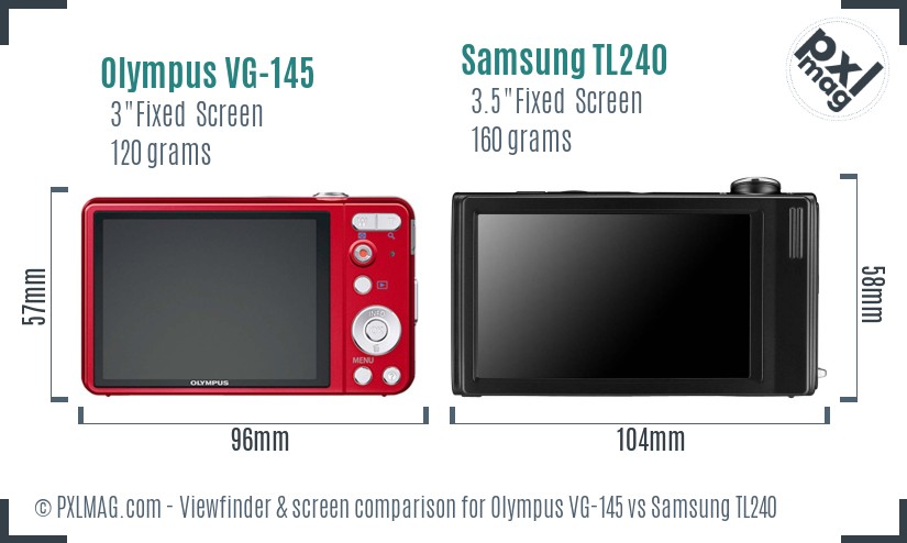 Olympus VG-145 vs Samsung TL240 Screen and Viewfinder comparison