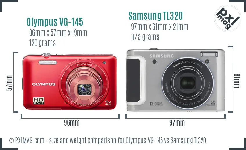 Olympus VG-145 vs Samsung TL320 size comparison