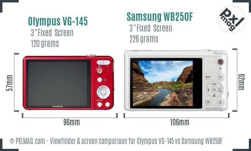 Olympus VG-145 vs Samsung WB250F Screen and Viewfinder comparison