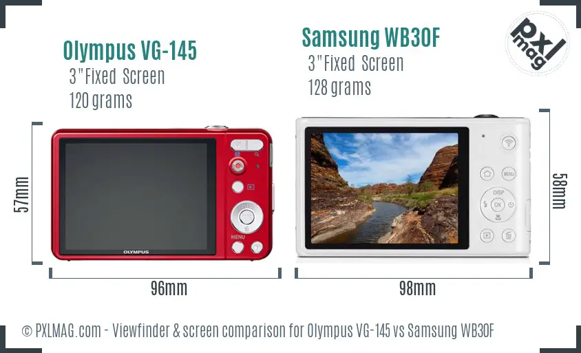 Olympus VG-145 vs Samsung WB30F Screen and Viewfinder comparison