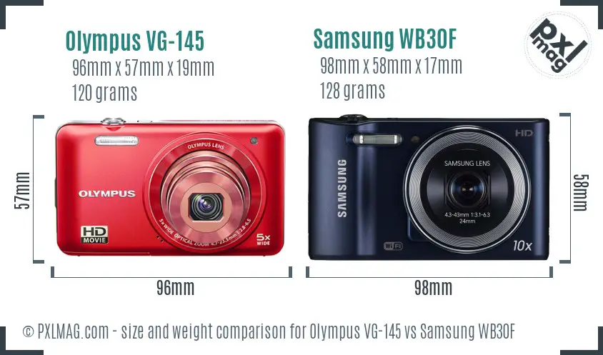 Olympus VG-145 vs Samsung WB30F size comparison