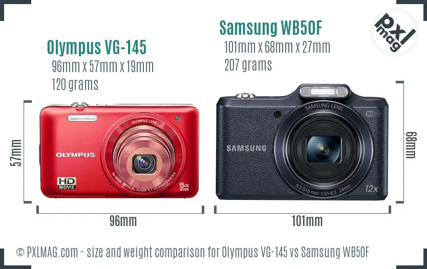 Olympus VG-145 vs Samsung WB50F size comparison