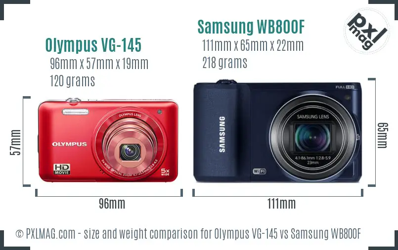 Olympus VG-145 vs Samsung WB800F size comparison Olympus VG-145 vs Samsung WB800F size comparison