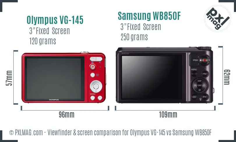 Olympus VG-145 vs Samsung WB850F Screen and Viewfinder comparison Olympus VG-145 vs Samsung WB850F Screen and Viewfinder comparison