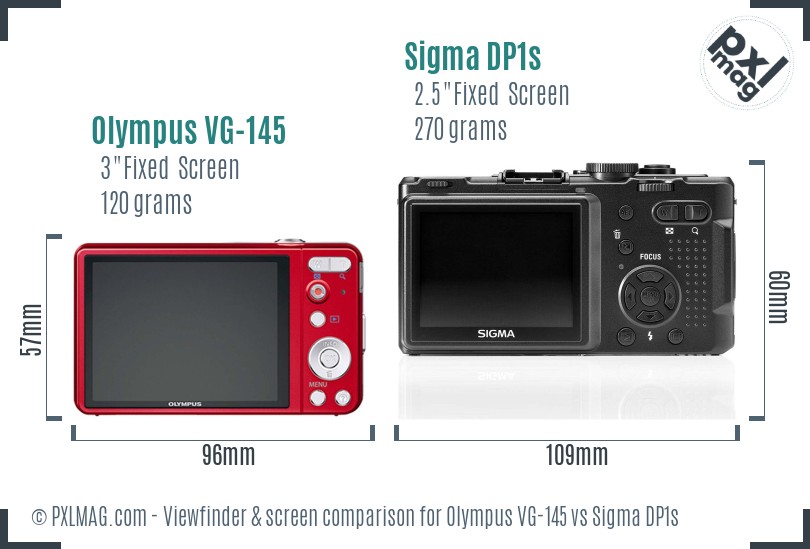 Olympus VG-145 vs Sigma DP1s Screen and Viewfinder comparison