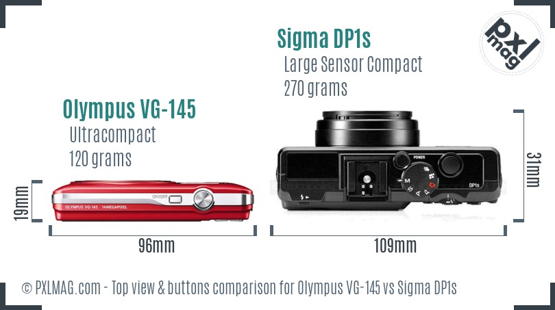Olympus VG-145 vs Sigma DP1s top view buttons comparison
