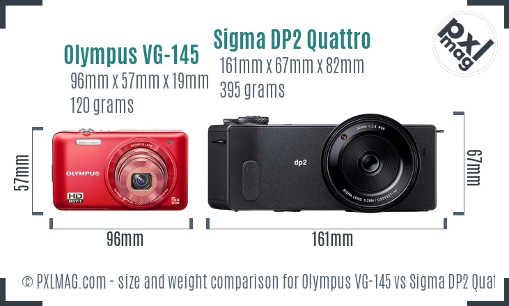 Olympus VG-145 vs Sigma DP2 Quattro size comparison