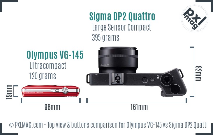 Olympus VG-145 vs Sigma DP2 Quattro top view buttons comparison