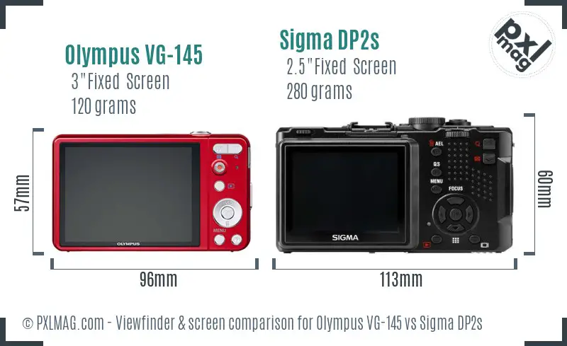 Olympus VG-145 vs Sigma DP2s Screen and Viewfinder comparison