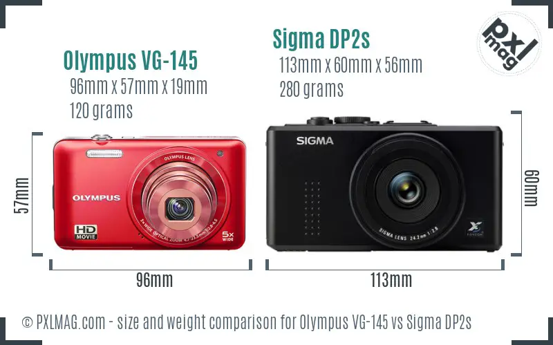 Olympus VG-145 vs Sigma DP2s size comparison