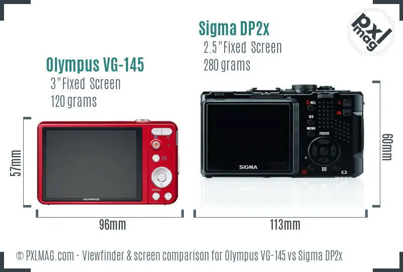Olympus VG-145 vs Sigma DP2x Screen and Viewfinder comparison