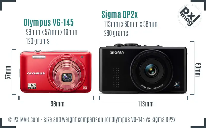 Olympus VG-145 vs Sigma DP2x size comparison