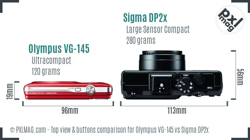 Olympus VG-145 vs Sigma DP2x top view buttons comparison