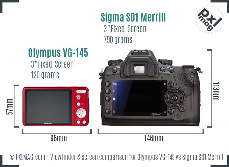 Olympus VG-145 vs Sigma SD1 Merrill Screen and Viewfinder comparison