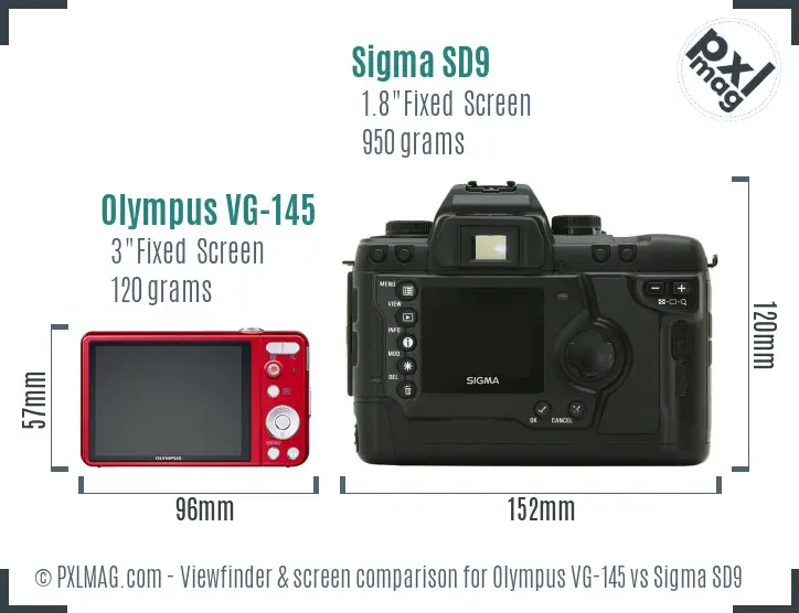 Olympus VG-145 vs Sigma SD9 Screen and Viewfinder comparison