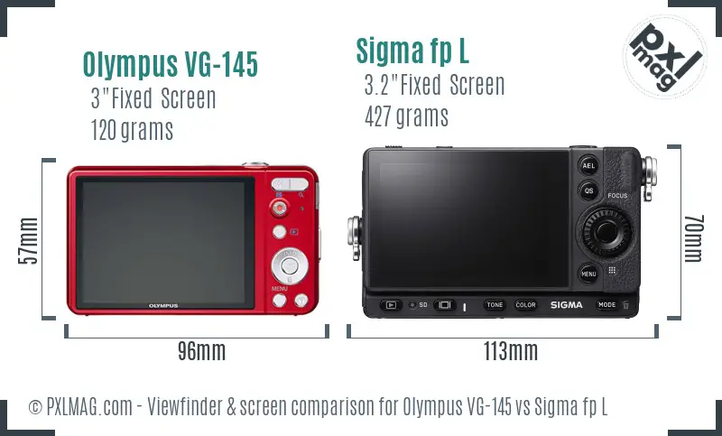 Olympus VG-145 vs Sigma fp L Screen and Viewfinder comparison